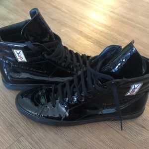 YSL Black Patent Leather Classic High Top Sneaker